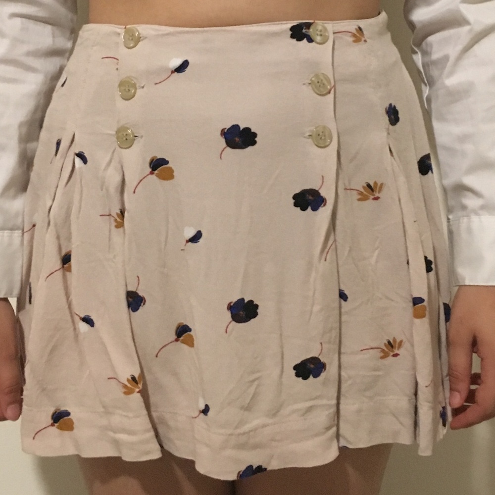 Free People Cream/Pink Skirt with Flowers